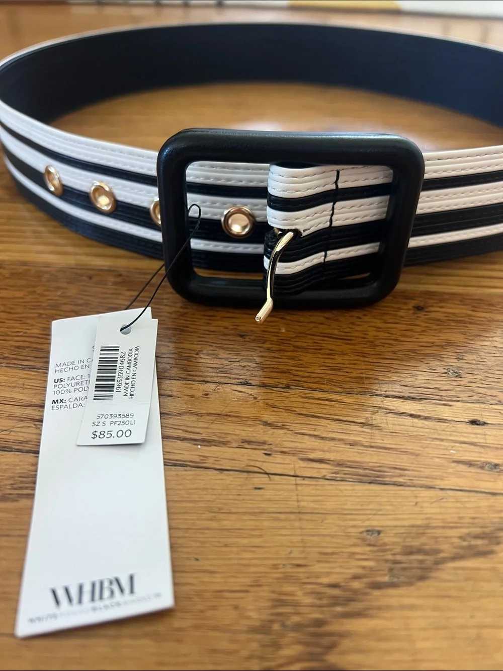 NWT White House Black Market Striped Black & White Belt